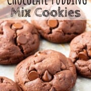 Baked Chocolate Pudding Mix Cookies with text overlay