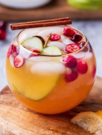 round glass of apple cider punch
