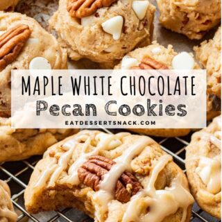 Raw maple cookie dough balls with baked iced maple brown sugar cookie with bite out of it.