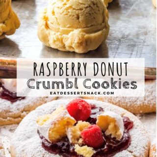 Baked Raspberry Crumbl Cookies on metal pan.