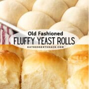 Raw and baked dinner rolls in metal pan.