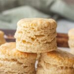 Stack of baked sourdough biscuits.