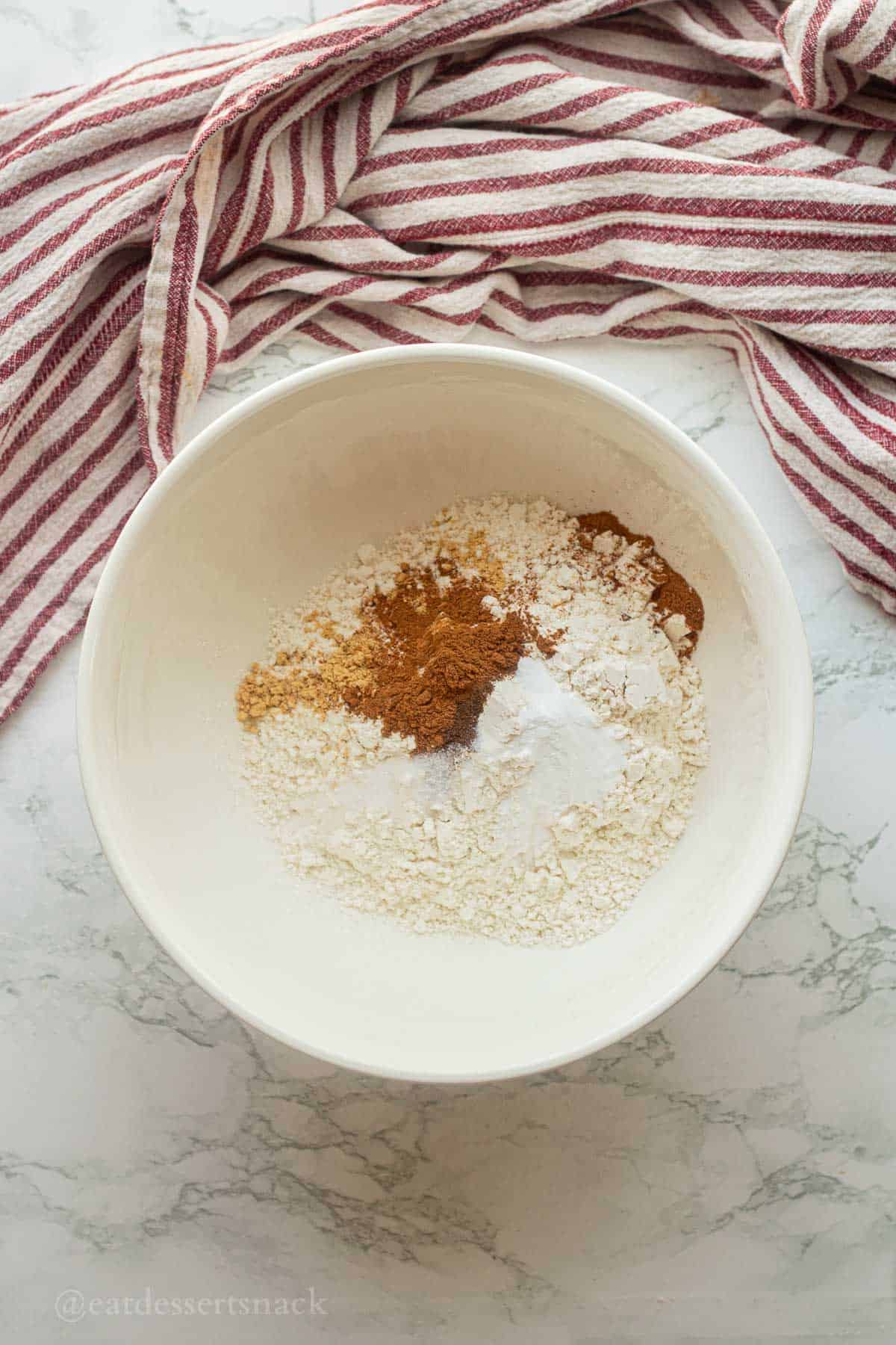 Dry ingredients in mixing bowl.