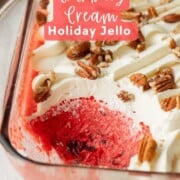 Spoonful of jello removed from pan.