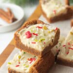Slices of gingerbread bar stacked.