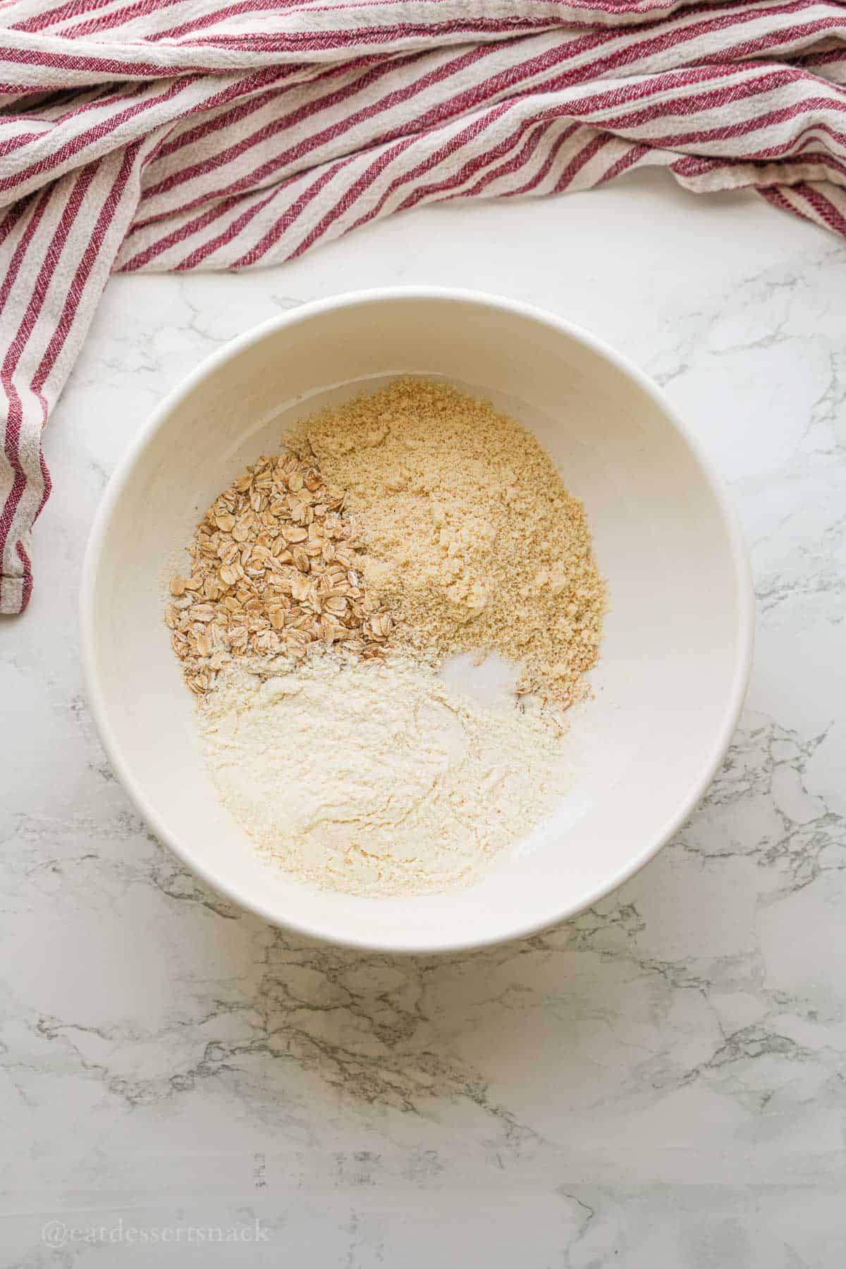 Dry ingredients in bowl.