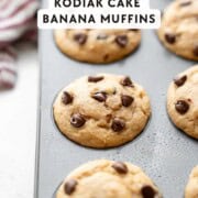 Baked protein banana muffins in muffin tin.