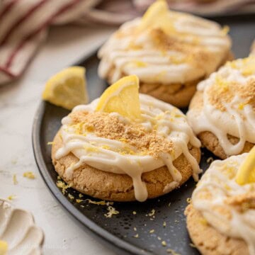 Lemon cheesecake cookie baked on plate.