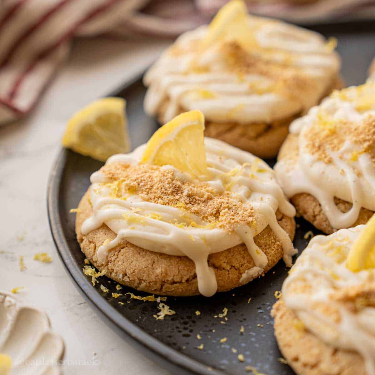 Lemon cheesecake cookie baked on plate.
